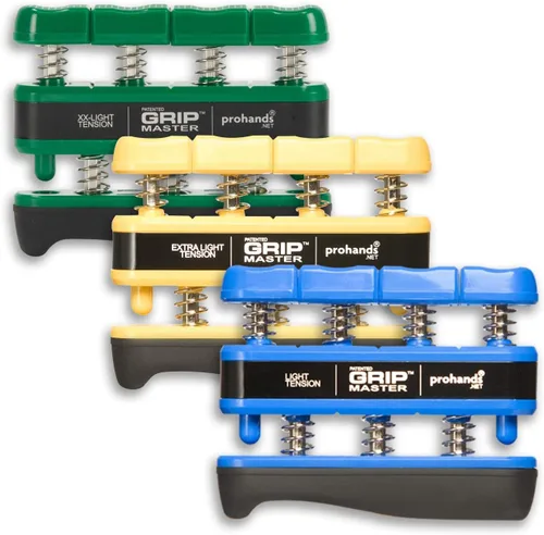 Vista 10 de Prohands Gripmaster - Ejercitador de mano (fortalecedor de agarre de mano), con resorte, sistema de pistón de dedos, aislamiento y ejercicio de cada