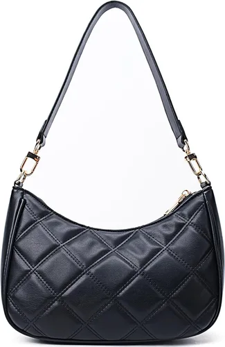 Vista 16 de CYHTWSDJ Bolsos de hombro para mujeres, lindo bolso tote tipo hobo con cierre de cremallera y mini cartera de mano Nailon Negro