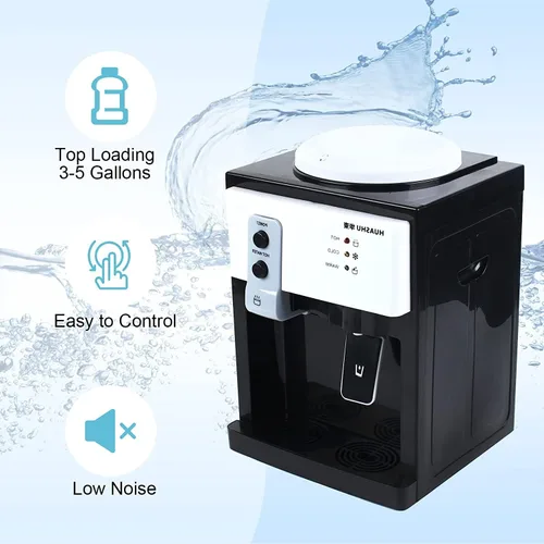 Vista 2 de Dispensador de enfriador de agua de carga superior – Dispensador eléctrico de escritorio caliente y frío, 3 ajustes de temperatura agua hirviendo