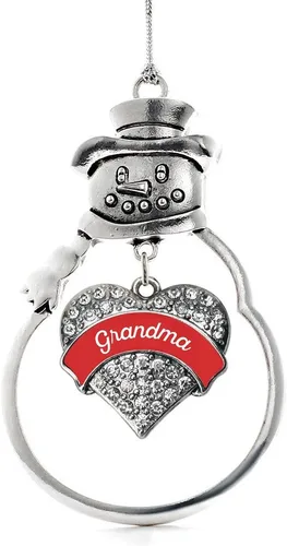 Vista 204 de Inspired Silver - Big Sis - Adorno de Navidad plateado - Adorno de árbol de Navidad con dije de corazón con circonita cúbica - Decoración colgante