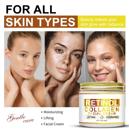 Vista 4 de Crema de colágeno con retinol, levanta y reafirma la piel, líneas finas que se desvanecen, crema hidratante antiarrugas para hombres y mujeres