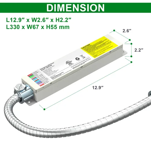 Vista 4 de Batería de reserva de emergencia de luz LED 20W 150-200VDC, conductor recargable de emergencia LED para luces Dimmable 10-120W
