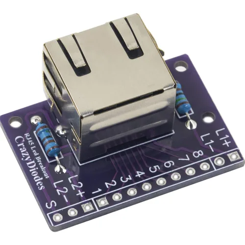 Vista 4 de 4pcs RJ45 Ethernet conector Breakout Board 13 Pin con 2 luz LED, 4 cabezales de pin macho