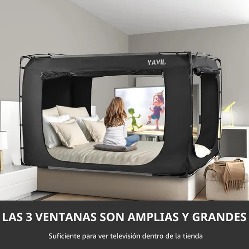 Vista 5 de YAVIL Tienda de Cama Dosel de Cama Tamaño Twin, Tiendas de Campaña Portátiles para Dormir, Tiendas de Campaña de Ensueño para Interiores para Niños