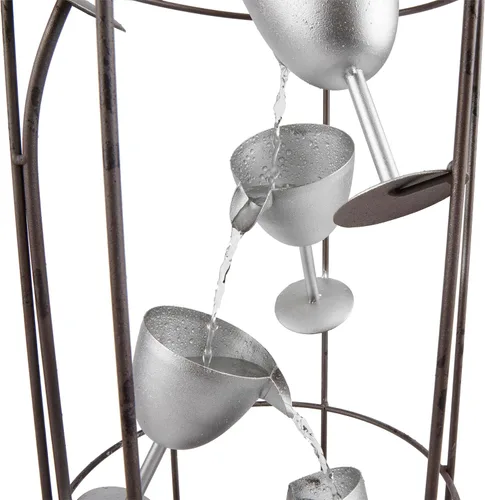 Vista 10 de Alpine Corporation IPS210 Fuente de agua ecléctica rústica con forma de botella con copas de vino escalonadas, 44 pulgadas, marrón