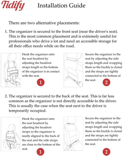 Vista 7 de Tidify Organizador de Asiento Delantero de Coche [2025 ACTUALIZADO] con Almacenamiento Dedicado para Tablet y Laptop, Correas Laterales