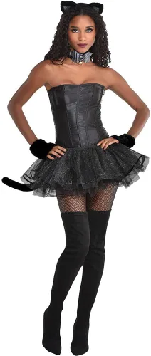 Vista 2 de Conjunto de disfraz de gatito seductor negro (tamaño adulto) - Conjunto felino atractivo, material lujoso, perfecto para fiestas, juegos de rol