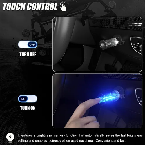 Vista 3 de PSEQT Luces Interiores Retro para Coche USB, Luces de Ambiente Mini Neón con Atenuación Táctil, Lámparas Decorativas para Coche con Enchufe