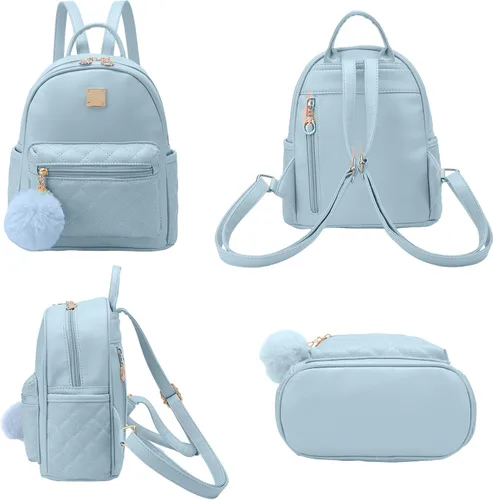 Vista 10 de Mini mochila de moda para niñas, bolso pequeño lindo de cuero a cuadros para mujer, mochilas pequeñas, Negro -, Mini mochila de moda para niñas