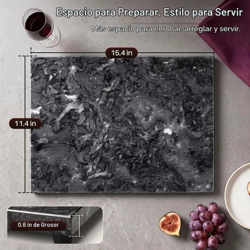 Vista 3 de Flexzion Tabla de cortar de mármol para cocina, losa de piedra de 11.4 x Negro