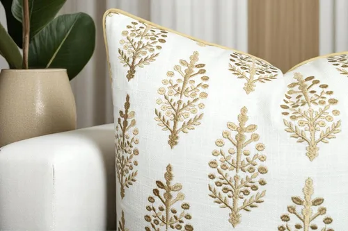 Vista 4 de Chandni Paiseley Funda de Cojín Decorativo Cuadrado Bordado de Acento - Sofá, Silla, Sillón, Dormitorio, Sala de Estar, Decoración del Hogar