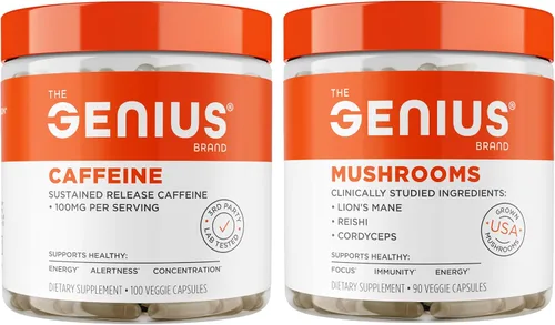 Vista 2 de Genius Caffeine Pills + Genius Mushroom Plant-Based Supplement (Alert Concentration)