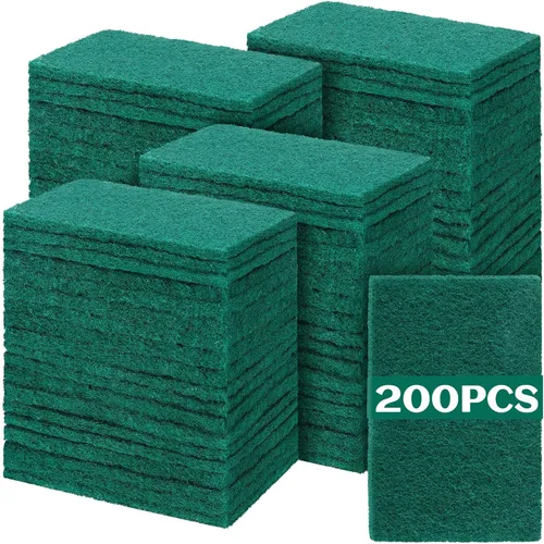 Vista 10 de Hoolerry 100 piezas de almohadillas resistentes para fregar que no rayan, almohadillas de limpieza domésticas para limpiar, estropajo reutilizable