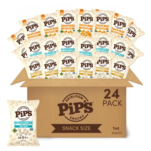 Vista 11 de Palomitas de Maíz Mini Tradicional de Pipcorn por Heirloom Pip's Snacks - Sal Marina, 1 oz 24 pz - Paquetes de Snack Saludables y Sin Gluten, Maíz