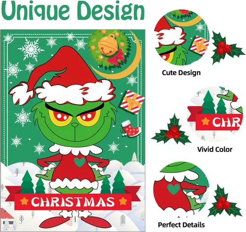 Vista 3 de Juegos de Navidad EMPOF - Pin The Heart Juegos de Manualidades Navideñas para Niños y Familias, Linda Decoración de Pared, Artículos de Fiesta