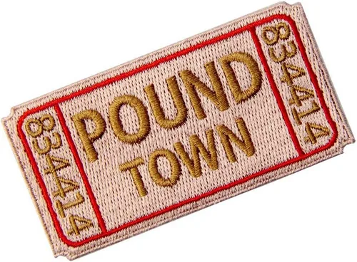 Vista 3 de Boleto para Pound Town Parche Bordado Divertido Biker Moral Apliques Hierro Sobre Coser Emblema