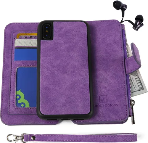 Vista 29 de MODOS LOGICOS Funda para iPhone 11, cartera desmontable, 2 en 1, almacenamiento en efectivo con cremallera, hasta 14 ranuras para tarjetas, 1 Negro