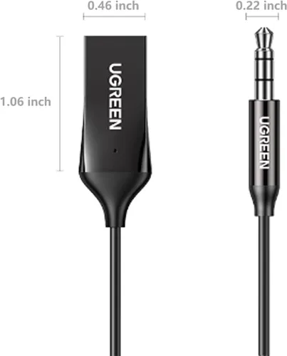 Vista 9 de UGREEN Adaptador Aux a Bluetooth 6.0 Receptor Bluetooth de 3.5mm para Coche Kit USB 2.0 a Conector de 3.5mm con Micrófono Integrado Entrada Auxiliar
