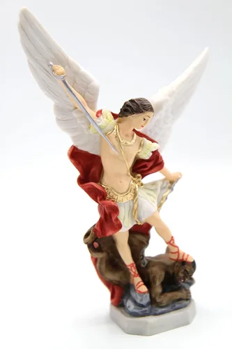 Vista 4 de Vittoria Collection Estatua italiana de San Miguel Arcángel de 8 pulgadas, estatua de protección de ángel guardián, hecho en Italia, para interiores
