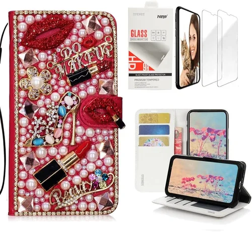 Vista 9 de Bling SSBLDwCPSeries-4 - Funda de piel con tapa y protector de cable, diseño 3D