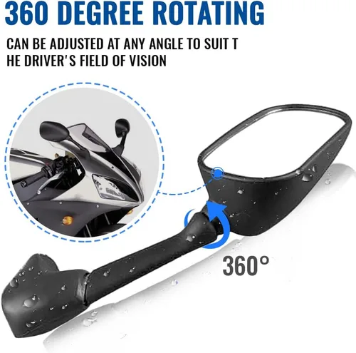 Vista 5 de Three T Espejo retrovisor negro de repuesto para Yamaha YZF R1 R6 2001 2002 2003