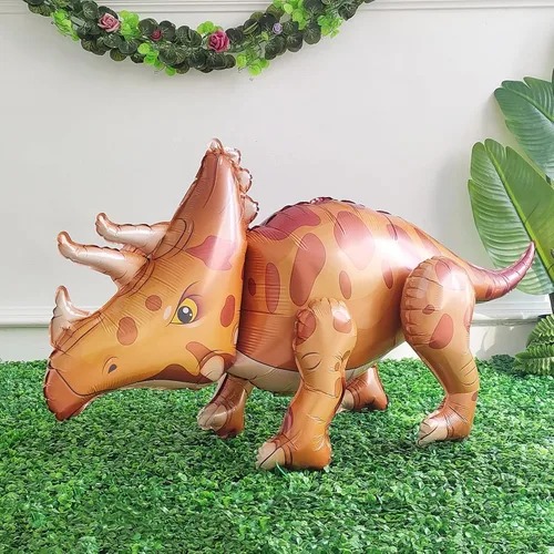 Vista 4 de Globos grandes de dinosaurio autoportantes 3PCS 96,52 cm Tiranosaurio Anquilosaurio Triceratops Globos inflables para kit de decoración de fiesta