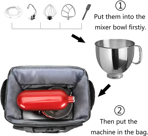 Vista 6 de LEFOR·Z Bolsa mezcladora de pie compatible con mezcladores KitchenAid (6-8 cuartos de galón), mezclador acolchado, funda de transporte de viaje