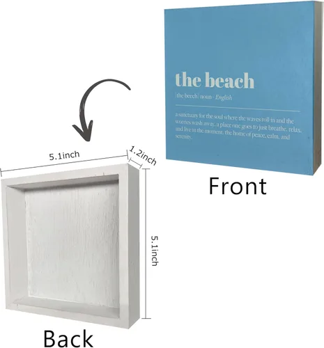 Vista 5 de KEUSPI Letrero de madera de playa de verano, letrero de madera con definición de playa, letrero de caja de madera rústica de verano, decoración