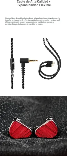 Vista 9 de Fanmusic TRUTHEAR x Crinacle Zero:RED Audífonos en el oído con controladores duales dinámicos con cable de 0.78 2Pin