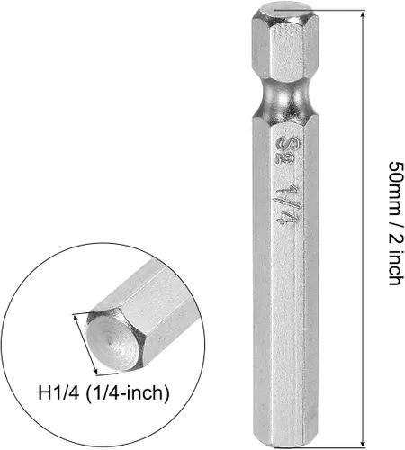 Vista 2 de uxcell Broca de destornillador de cabeza hexagonal magnética de 1/4 pulgadas, vástago hexagonal de 1/4 de pulgada de longitud de 2 pulgadas