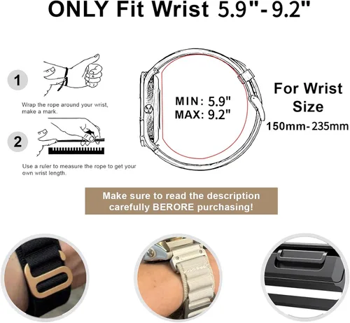 Vista 6 de Correa de reloj de nylon de ajuste rápido de 22 mm para Garmin Fenix 8/E/7/7 Pro/6/6 Pro/5/5 Plus(47mm), Epix Pro Gen 2 47mm, Forerunner