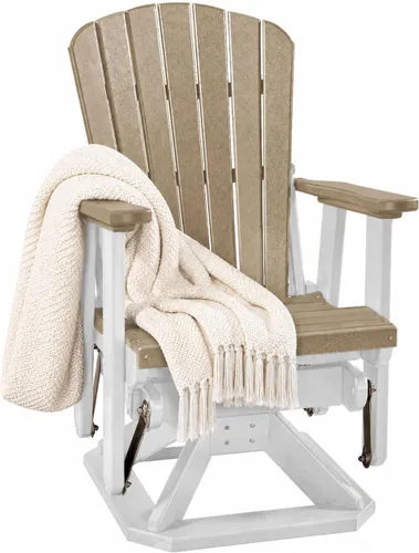 Vista 15 de DutchCrafters Slat Fan Back Poly Adirondack Swivel Glider Outdoor Patio Chair (Black)
