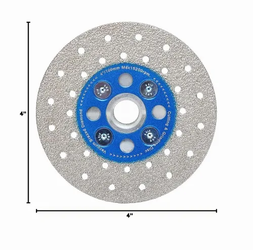 Vista 8 de Hoja de pulido de azulejos de 4 "Hoja de corte de granito con corte y molienda de brida extraíble 5/8-11 para baldosas de granito de mármol Pocelain