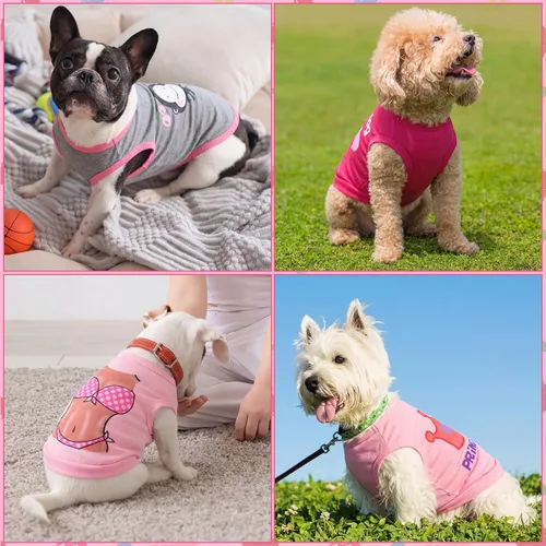 Vista 5 de Frienda Paquete de 6 ropa para perros pequeños, bonitos patrones, talla XS