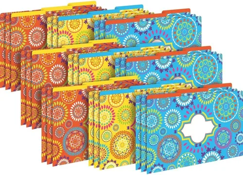 Vista 6 de Barker Creek Carpetas de archivos legales paquete de 27, Happy, multicolor, 27 carpetas de archivos de tamaño legal en tres patrones coloridos, 1/3