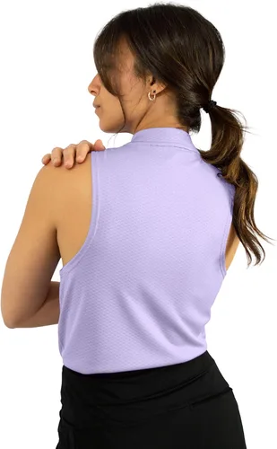 Vista 4 de Three Sixty Six Polo de golf sin mangas para mujer, sin cuello, con cremallera, de secado rápido, para mujer