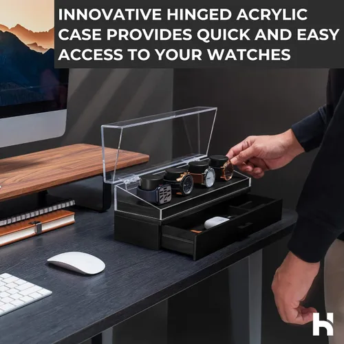 Vista 3 de Estuche de exhibición para reloj organizador de relojes para hombre caja de reloj para hombre caja de reloj de madera para hombre caja de reloj