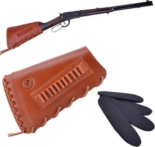 Vista 16 de Almohadilla de cuero para mejilla de culata cosida a mano para rifle 38/357 45-70 308 .22LR 12GA Mano zurda - Negro