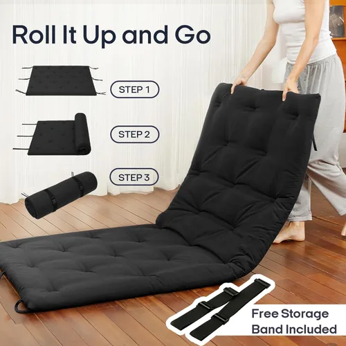 Vista 7 de Syrinx Colchón de Futón de Suelo Japonés Tamaño Individual 75"x39", Cama de Suelo Perezosa Plegable Engrosada para Adultos, Tumbona Enrollable