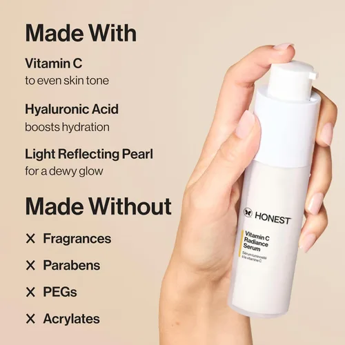Vista 5 de Honest Beauty Crema hidratante de hidrogel + suero iluminador de vitamina C Suave para pieles sensibles, sin fragancia, vegano 1.7 fl oz, 1 fl oz