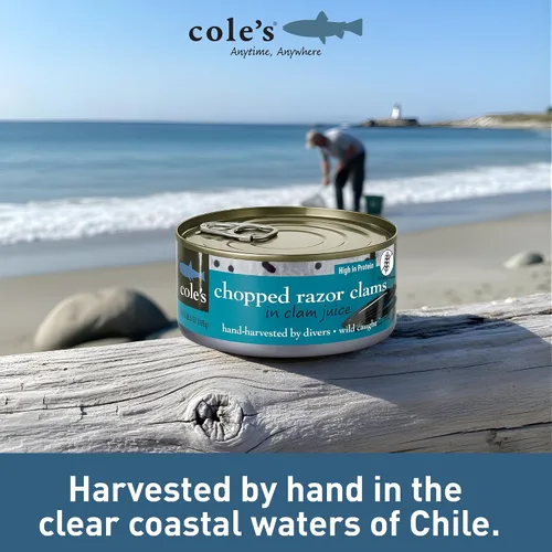 Vista 7 de Coles almejas enlatadas y picadas: cosechadas en agua cristalina, alimentos sin gluten, almejas altas en proteínas y bajas en calorías