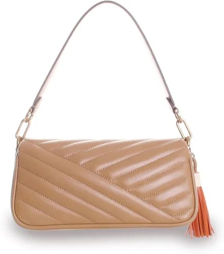 Vista 3 de Tory Burch Bolso de hombro con borla Kira Chevron marrón almendra polvoriento para mujer