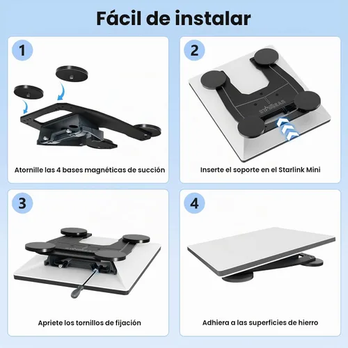 Vista 8 de Starlink - Mini soporte magnético Starlink de 200 libras de alta resistencia con orificios de instalación de imanes ajustables, kit de montaje