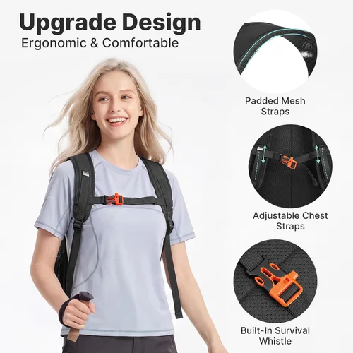 Vista 5 de G4Free Mochila pequeña de 10L para mujer y hombre Negro