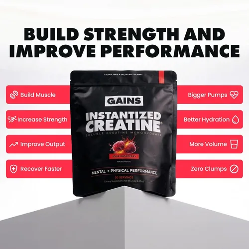 Vista 2 de Ganancias en monohidrato de creatina instantánea a granel para mujeres y hombres, polvo soluble para antes del entrenamiento, apoya la construcción