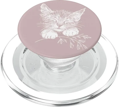 Vista 8 de PopSockets PopSockets Swappable PopGrip - Gatito durmiente con ramita pequeña