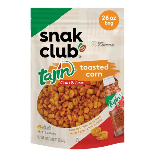 Vista 8 de Snak Club Tajin Maíz Tostado, Nuggets de Maíz Tostado con Condimento de Chile y Lima, Suave, Sin OGM, Sin Gluten, Aperitivo Kosher, Sin Colores ni