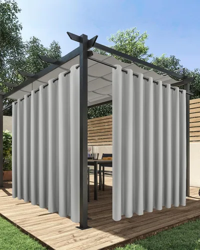 Vista 35 de HolidayIdeas Cortinas impermeables para patio, 4 paneles, 54 x 84 pulgadas, protección de privacidad y filtrado de luz, cortinas exteriores con Negro
