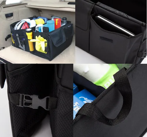 Vista 2 de plegable coche tronco Organizador plana resistente plegable almacenamiento de la Carga