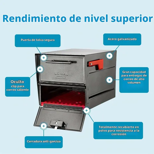 Vista 3 de Architectural Mailboxes Oasis® Eclipse™ Buzón Seguro con Cerradura Aprobado por USPS, Resistente, Anti-Robo de Acero Montado en Poste para Exterior